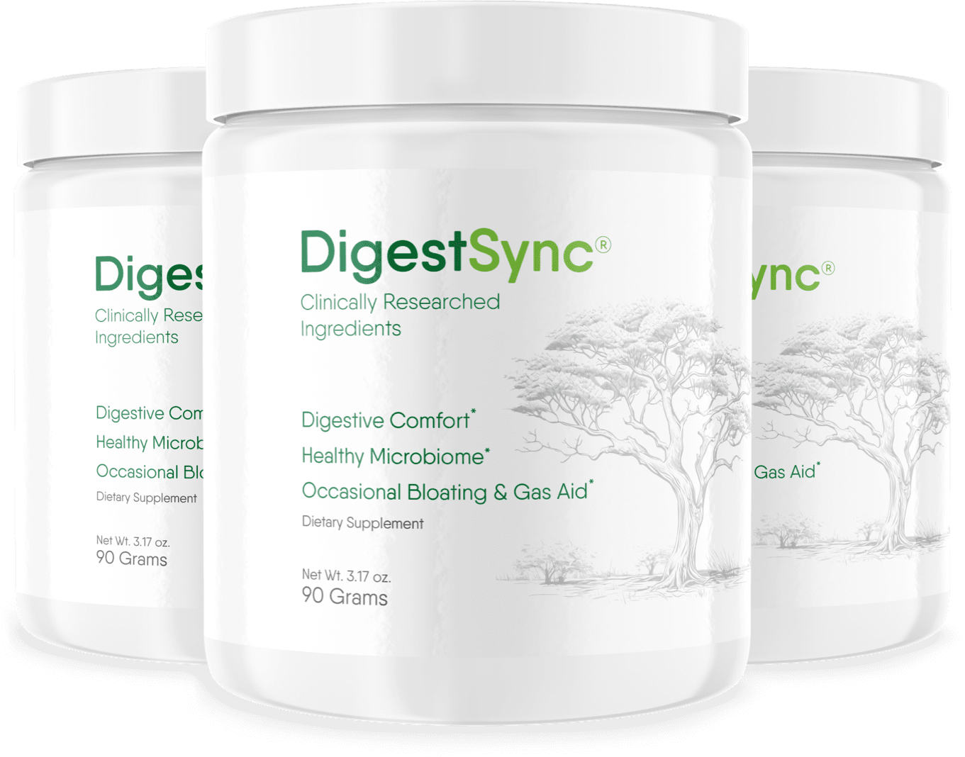 DigestSync powdered dietary supplement jars