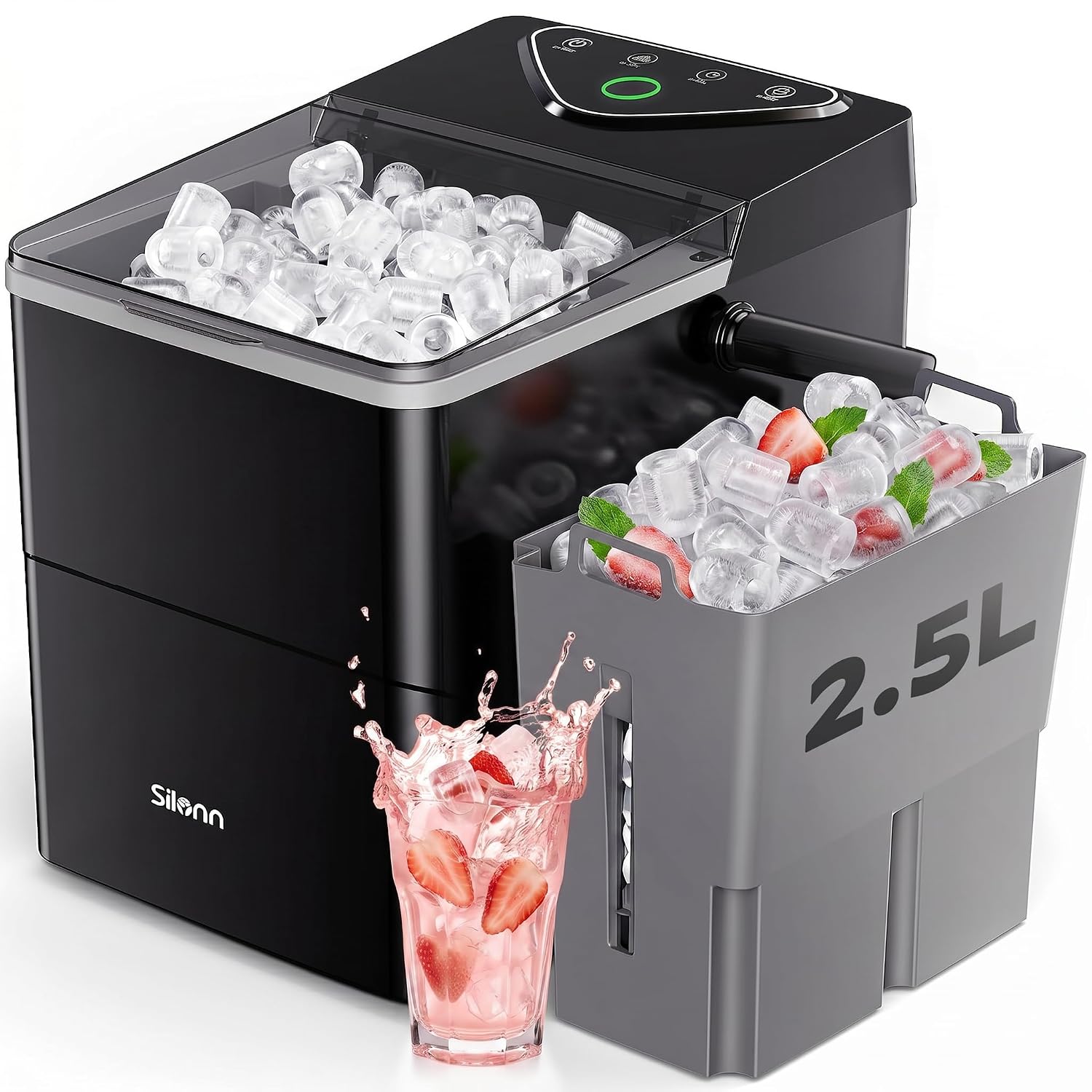 Silonn Boost countertop bullet ice maker with expandable ice basket